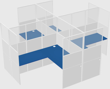 Shared l-shaped cubicles