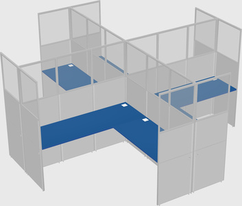 Shared l-shaped cubicles