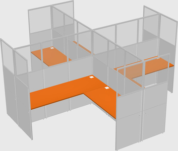 Shared l-shaped cubicles
