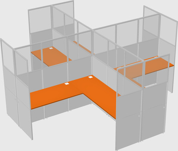 Shared l-shaped cubicles