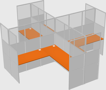 Shared l-shaped cubicles