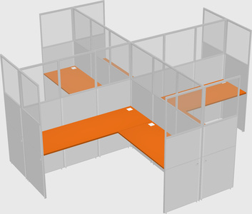 Shared l-shaped cubicles