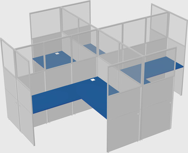 Shared l-shaped cubicles