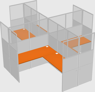 Shared l-shaped cubicles