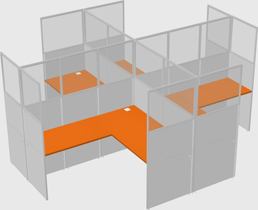 Shared l-shaped cubicles