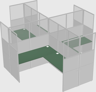 Shared l-shaped cubicles