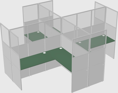 Shared l-shaped cubicles
