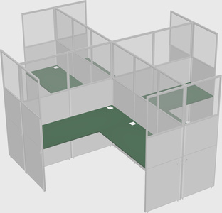 Shared l-shaped cubicles