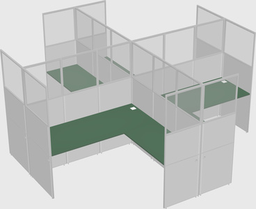 Shared l-shaped cubicles