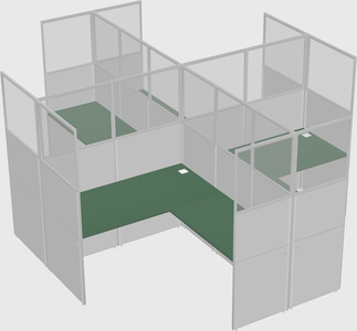 Shared l-shaped cubicles
