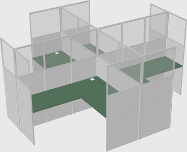 Shared l-shaped cubicles