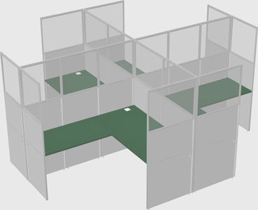 Shared l-shaped cubicles