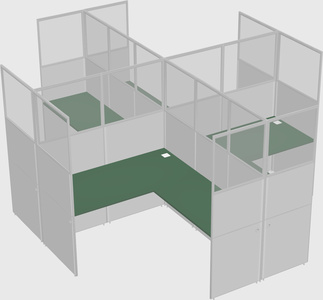Shared l-shaped cubicles