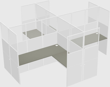 Shared l-shaped cubicles