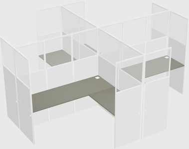 Shared l-shaped cubicles
