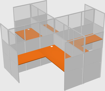 Shared l-shaped cubicles