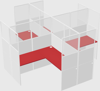 Shared l-shaped cubicles