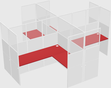 Shared l-shaped cubicles