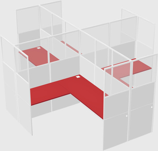 Shared l-shaped cubicles