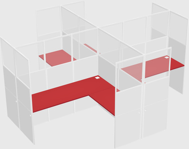 Shared l-shaped cubicles