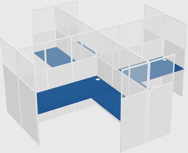 Shared l-shaped cubicles