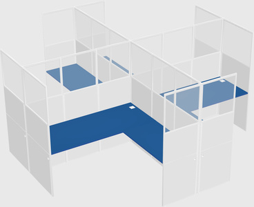 Shared l-shaped cubicles