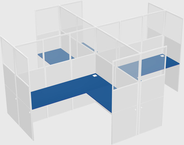 Shared l-shaped cubicles