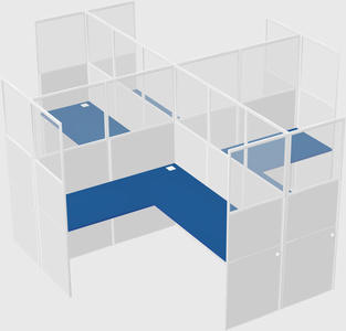 Shared l-shaped cubicles