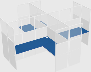 Shared l-shaped cubicles