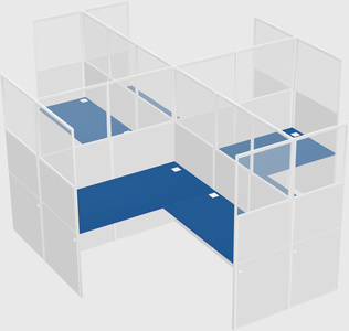 Shared l-shaped cubicles