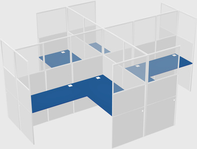 Shared l-shaped cubicles