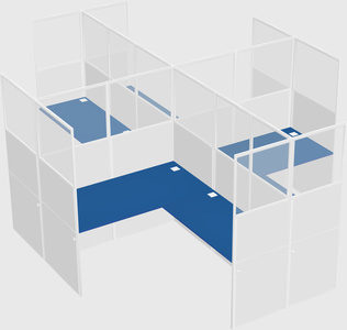 Shared l-shaped cubicles