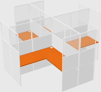 Shared l-shaped cubicles