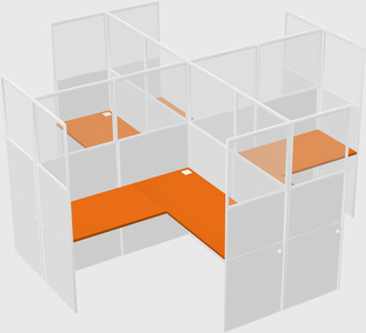 Shared l-shaped cubicles