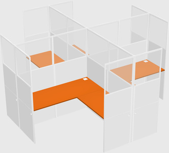 Shared l-shaped cubicles