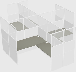 Shared l-shaped cubicles