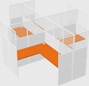 Shared l-shaped cubicles