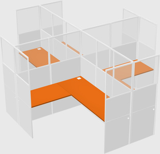 Shared l-shaped cubicles
