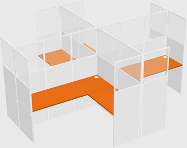 Shared l-shaped cubicles