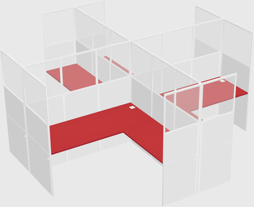 Shared l-shaped cubicles
