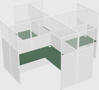 Shared l-shaped cubicles