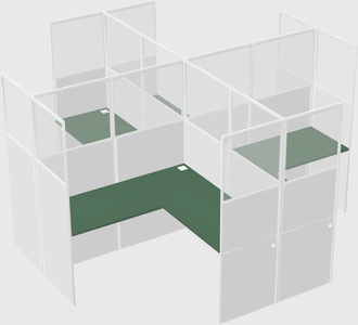 Shared l-shaped cubicles