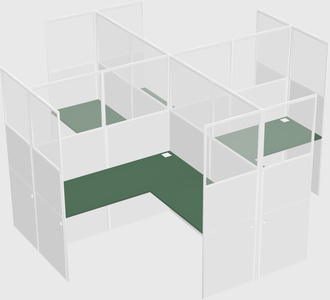Shared l-shaped cubicles