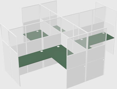 Shared l-shaped cubicles