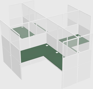 Shared l-shaped cubicles