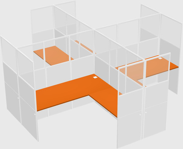 Shared l-shaped cubicles