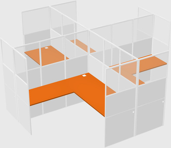 Shared l-shaped cubicles