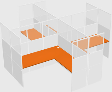 Shared l-shaped cubicles