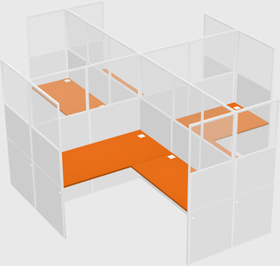 Shared l-shaped cubicles