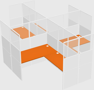 Shared l-shaped cubicles